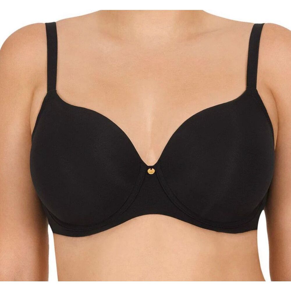 Natori Chic Comfort Bra Size 36C Black‎ Sweetheart Contour Underwire NEW